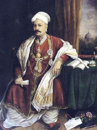 Raja Ravi Varma Sir T. Madhava Rao oil painting image